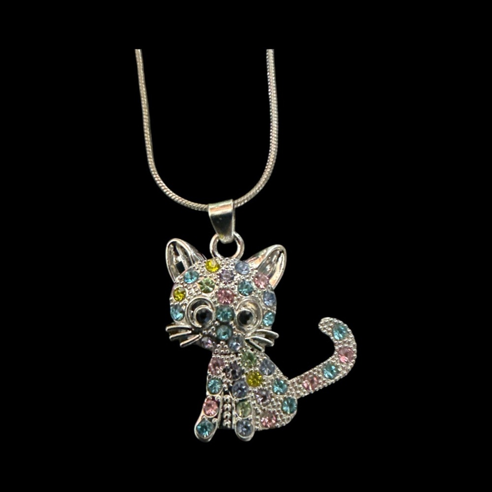 Colorful Cat Pendant Necklace